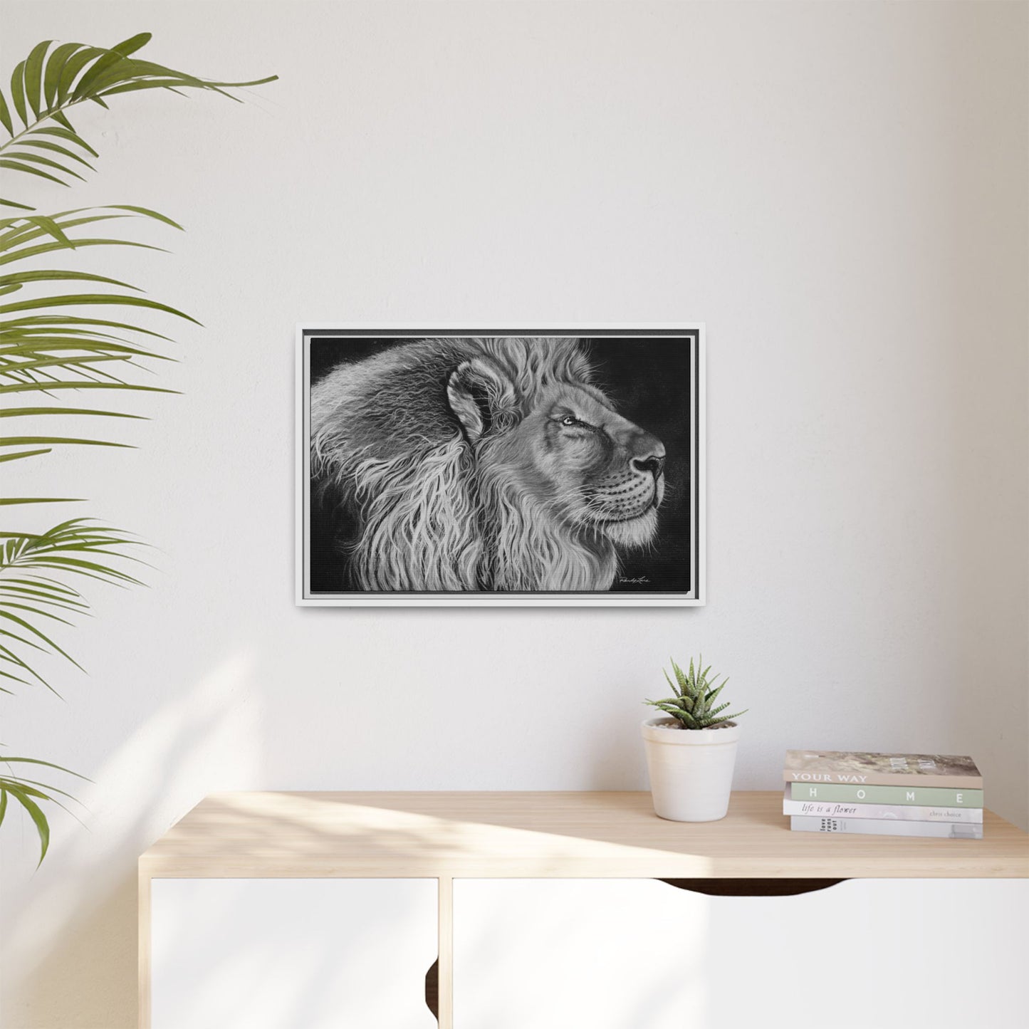 King of Cool, Majestic Lion Framed Canvas Art