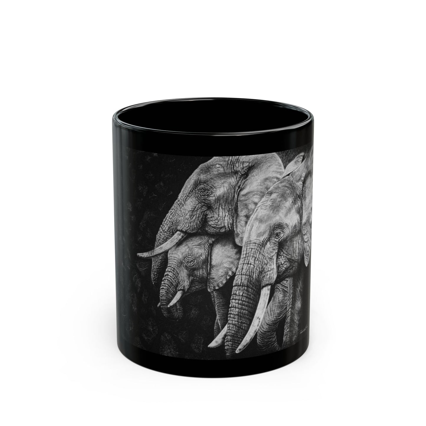 Brushland Bond. Elephant Art Black Mug