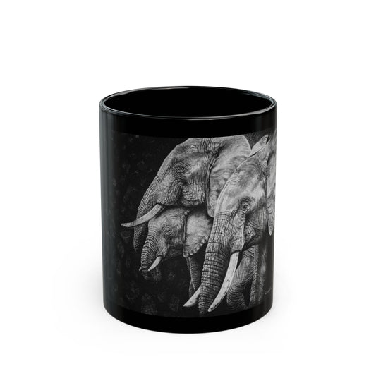 Brushland Bond. Elephant Art Black Mug