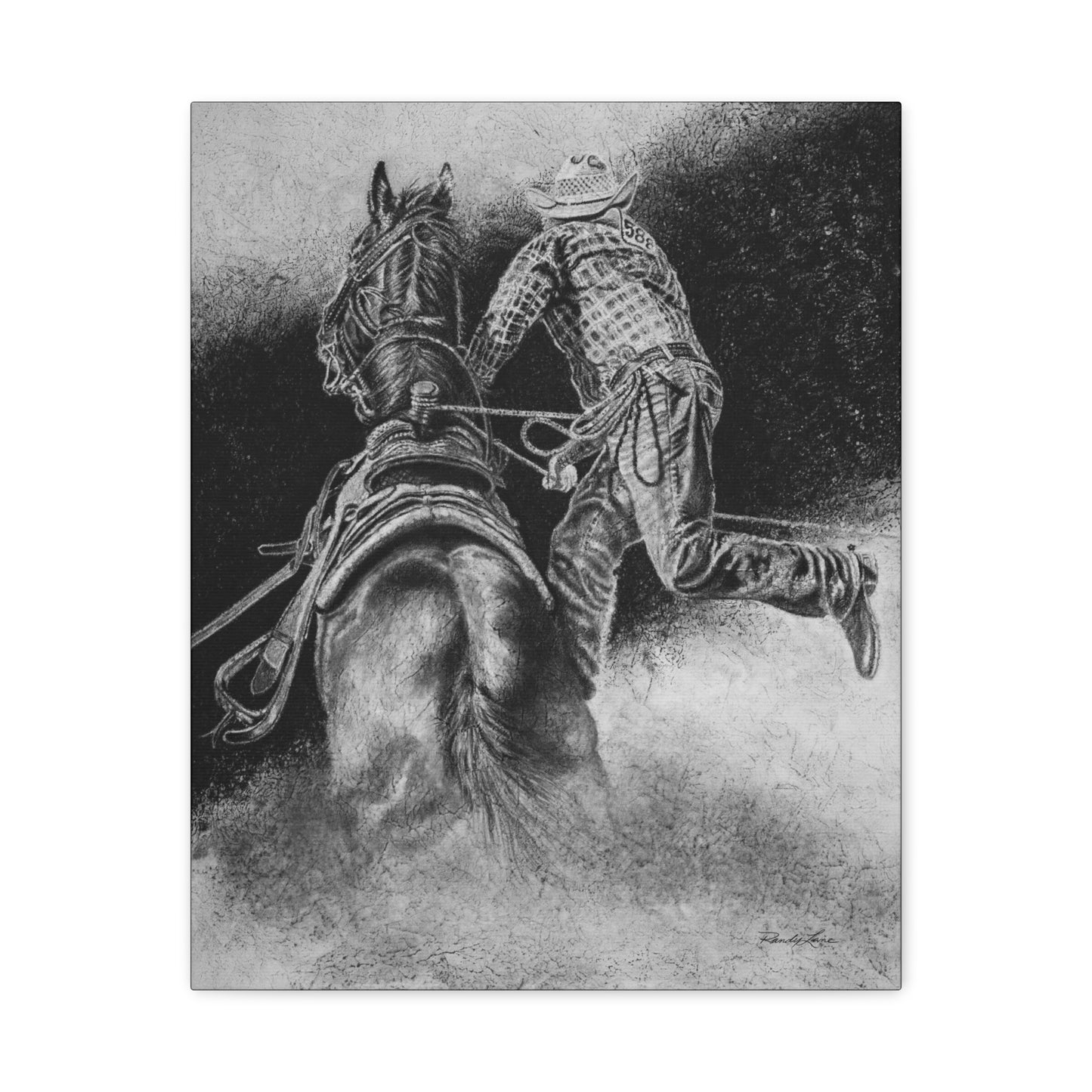 The Dismount. Steer Roper Stretched Canvas Wall Art
