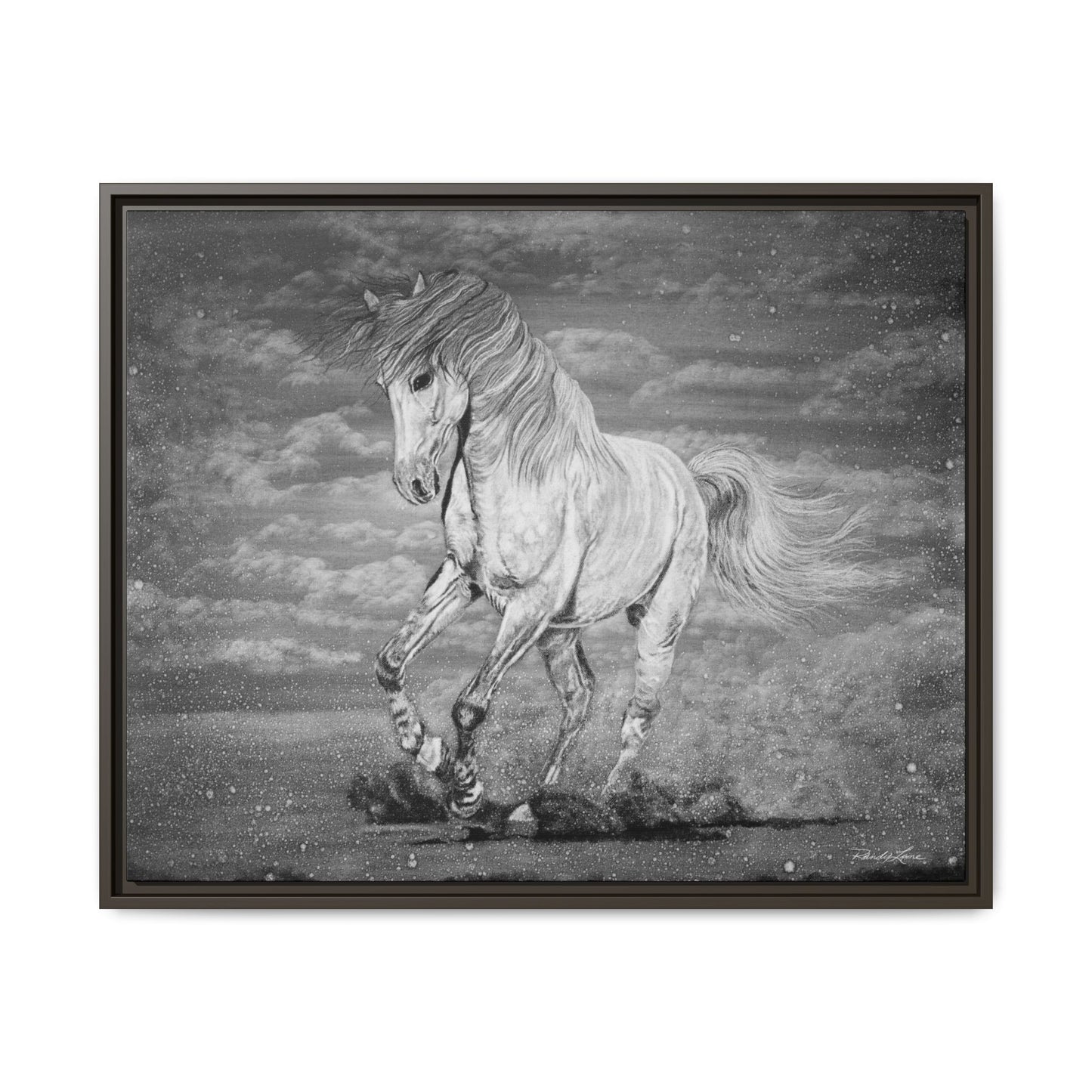 Equine Elegance. Prancing Horse Framed Stretched Matte Canvas Print