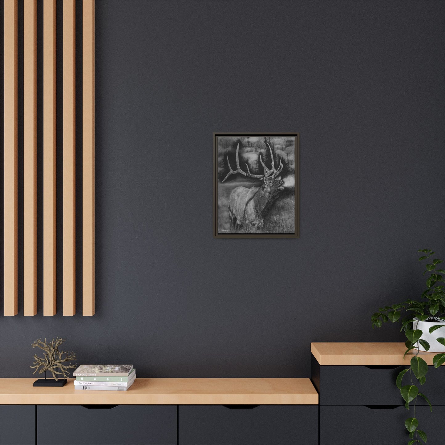 Mountain Music, Framed Elk Matte Canvas Print