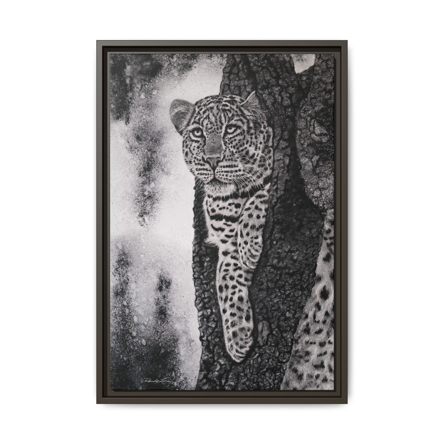 Tree Hugger, Leopard Framed Matte Canvas Wall Art