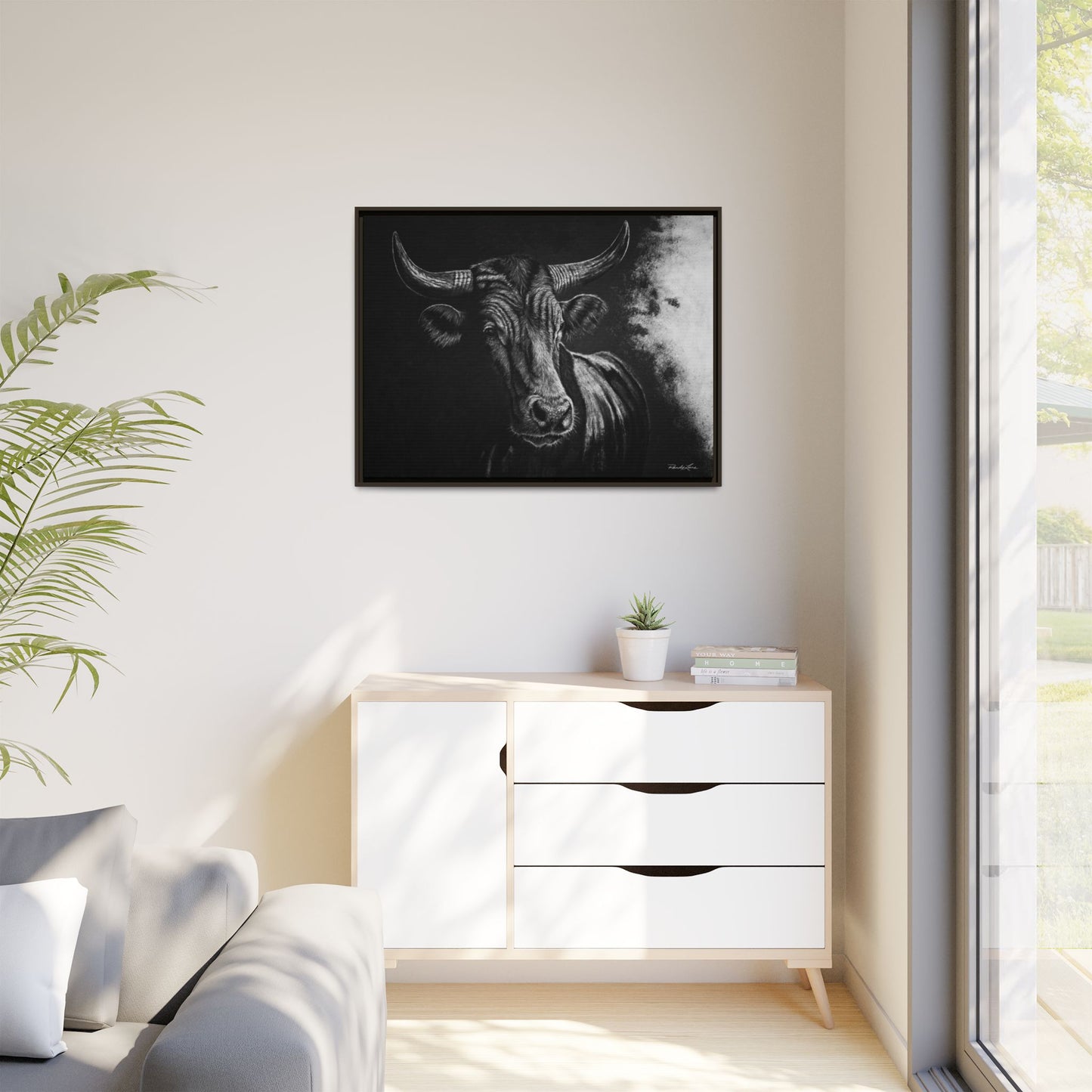Stonebreaker. Bucking Bull Framed Stretch Matte Canvas Print