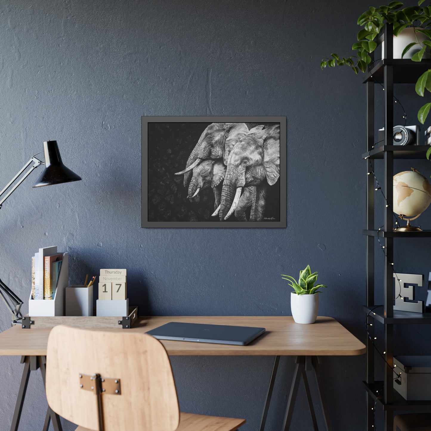 Brushland Bond. Elephant Framed Fine Art Print