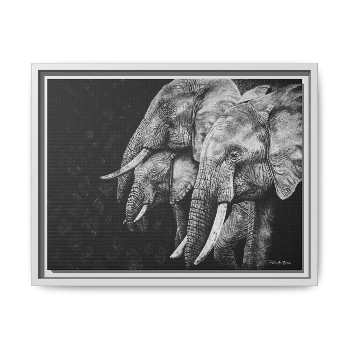 Brushland Bond. Elephant Art Framed Stretched Matte Canvas Print