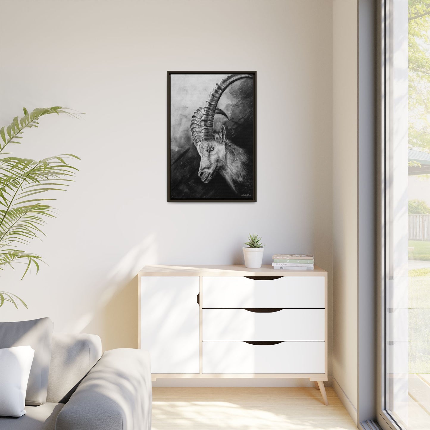 Apex,  Alpine Mountain Goat, Framed Matte Canvas Art Print,
