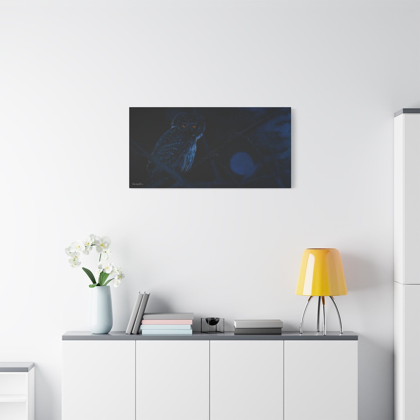 Bright Eyes, Owl Stretched Canvas Print