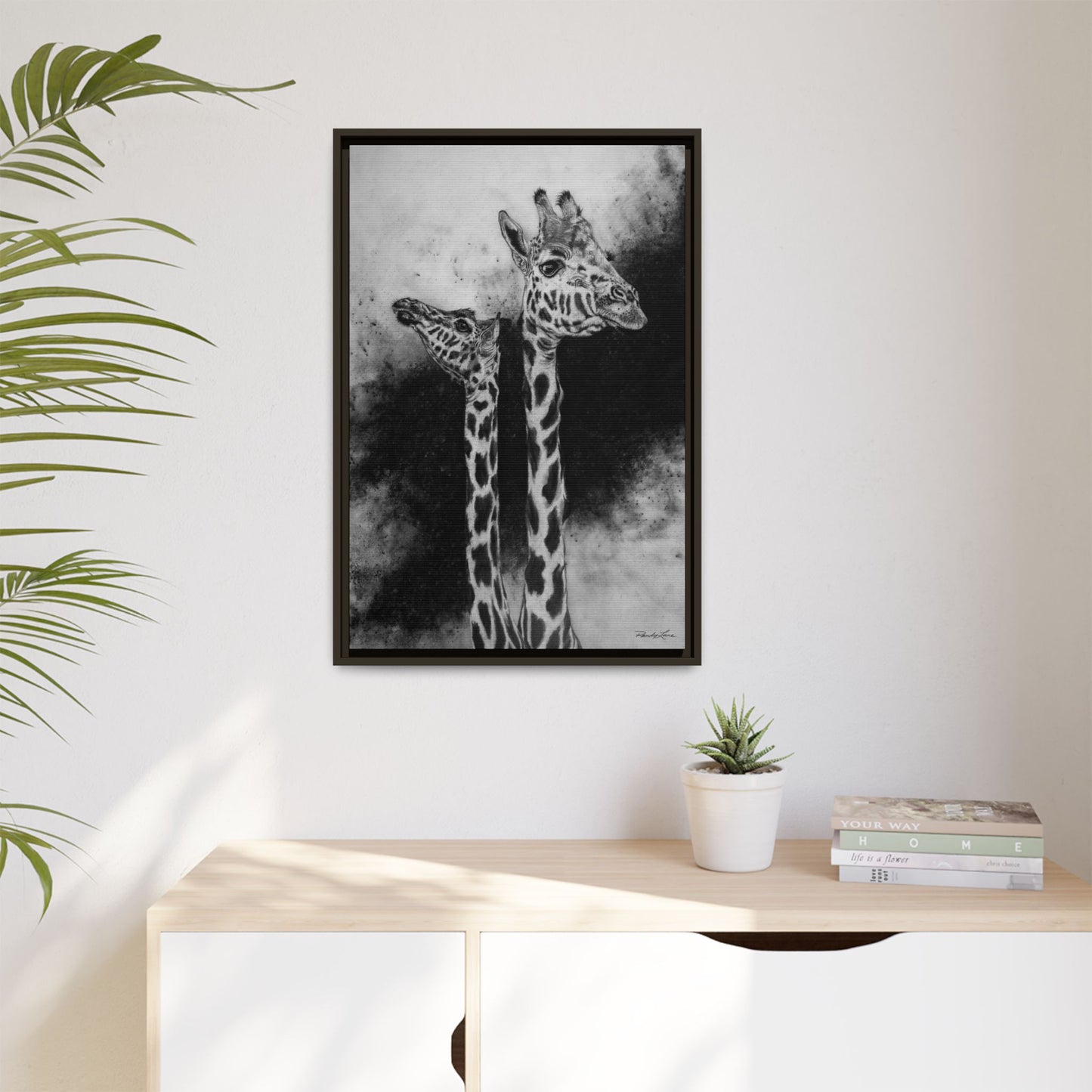 Grace in the Grasslands, Giraffe, Framed Matte Canvas Wall Decor