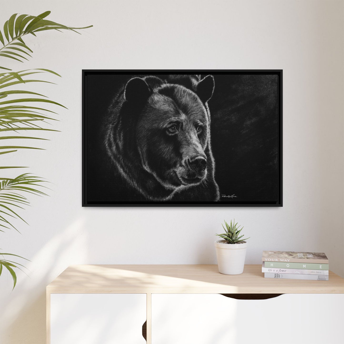 Dominance, Bear Portrait Stretched Framed Matte Canvas Print