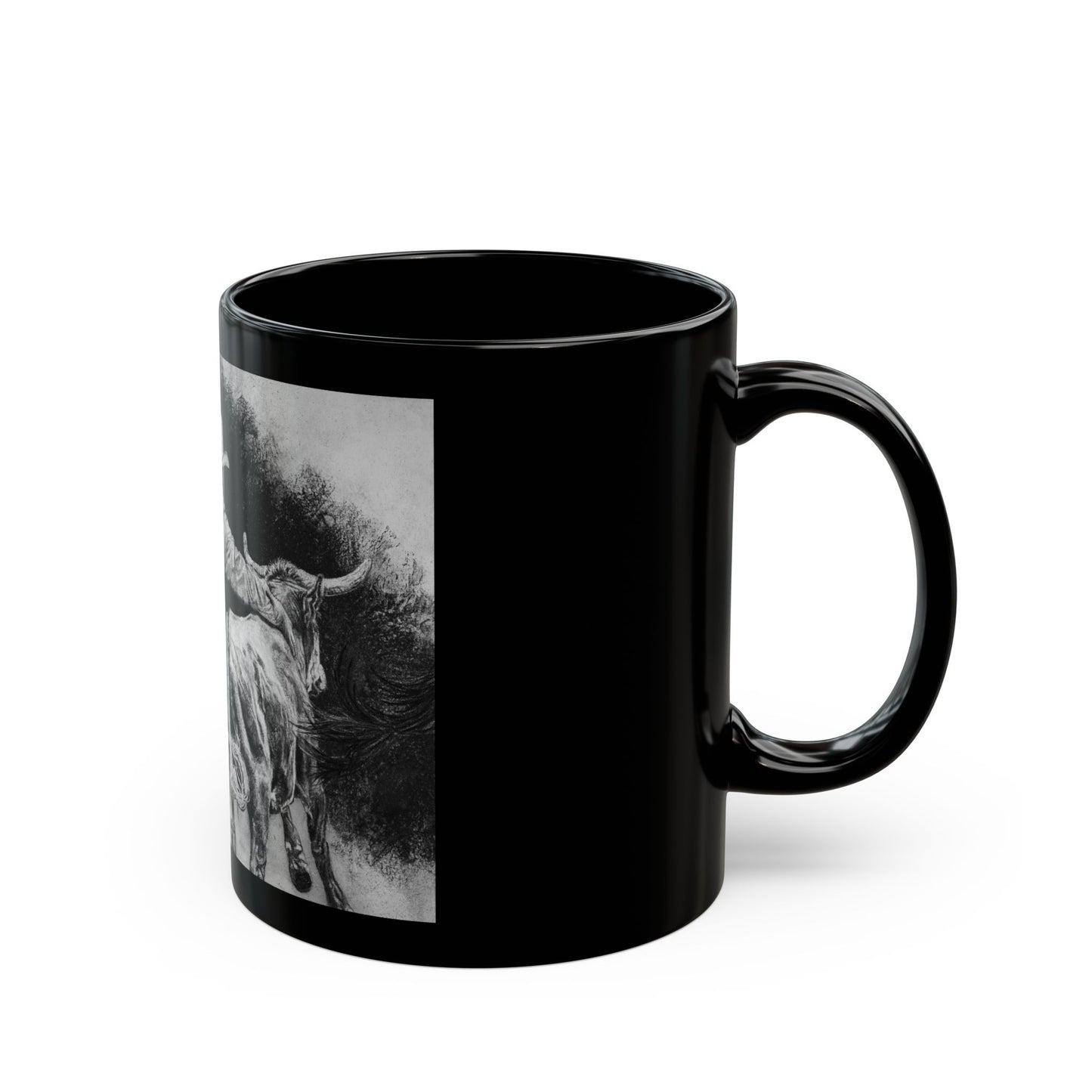 Contact. Cowboy Bulldogger Rodeo Art Black Mug - 11oz & 15oz