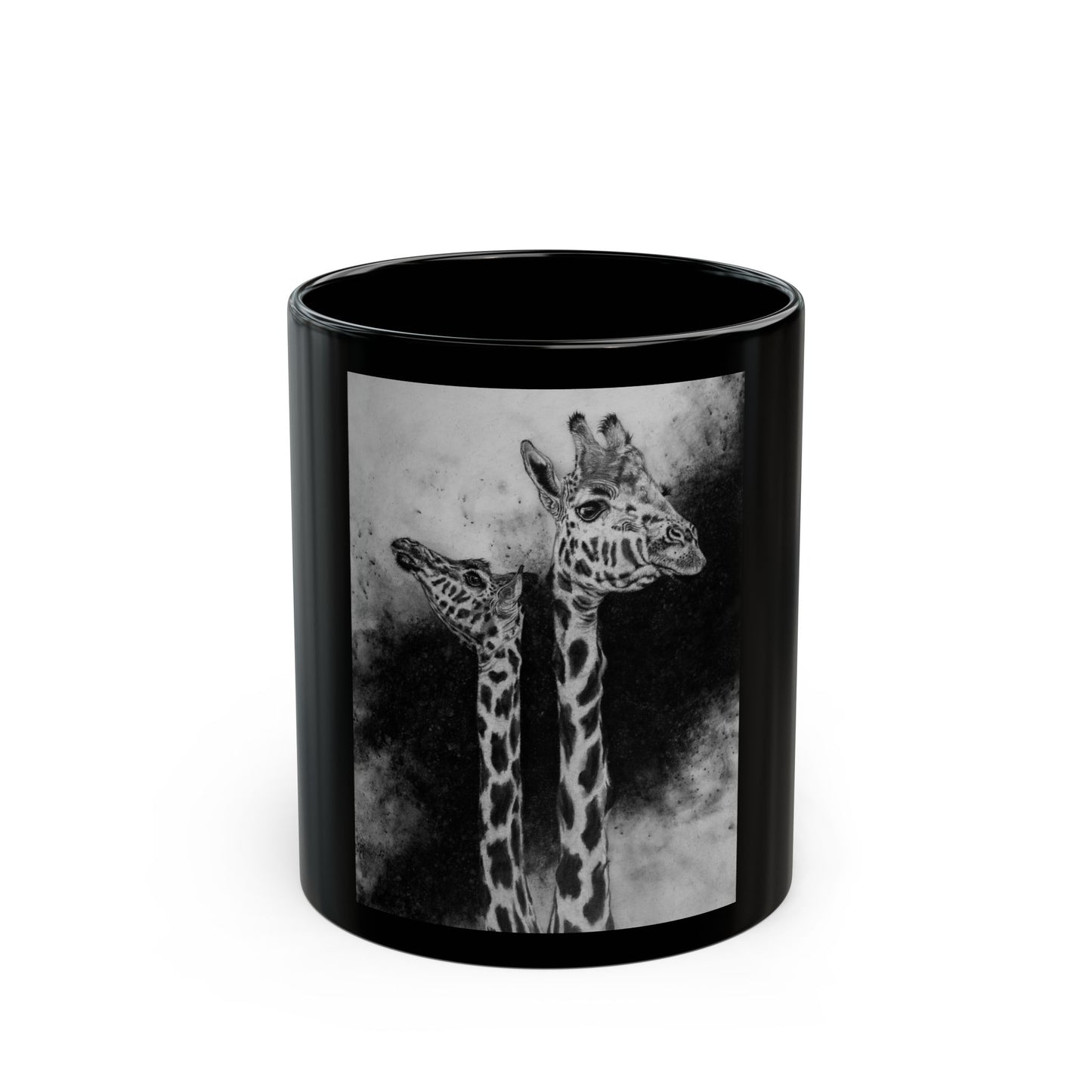 Grace in the Grassland, Giraffe Black Mug (11oz, 15oz)
