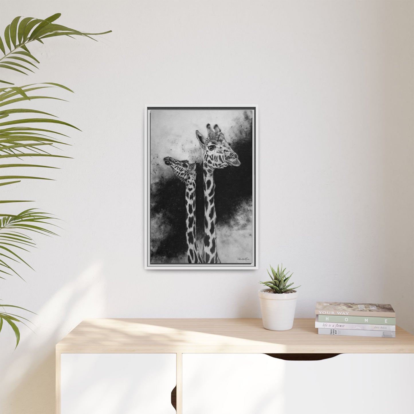 Grace in the Grasslands, Giraffe, Framed Matte Canvas Wall Decor