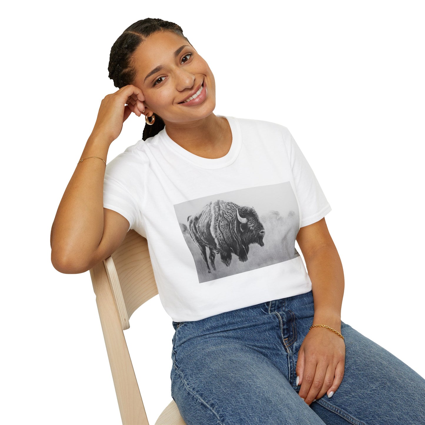 Prairie Bison, Bison Painting T-Shirt — Buffalo Wildlife Tee