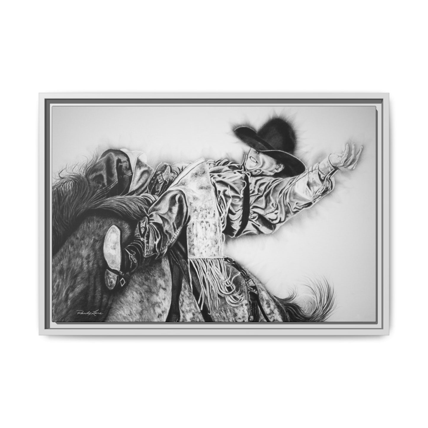 Go Time. Stretched Matte Canvas Framed Rodeo Art Print