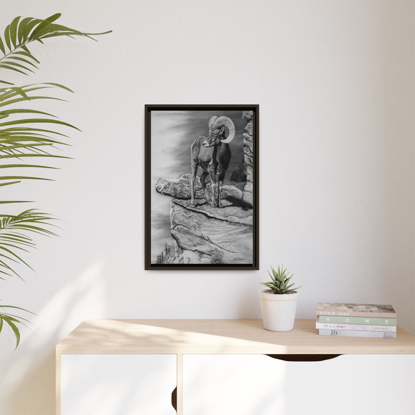 Legendary, Bighorn Sheep Framed Matte Stretched Canvas