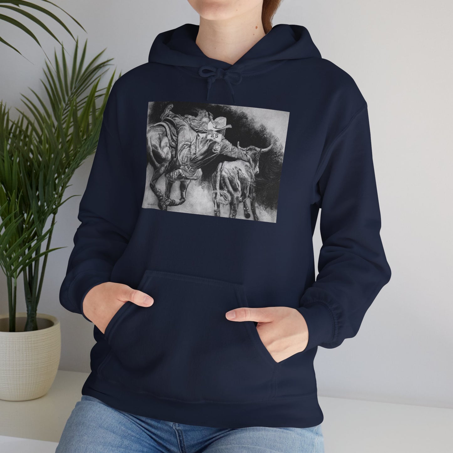 Contact. Cowboy Bulldogger Rodeo Art Unisex Heavy Blend Hoodie