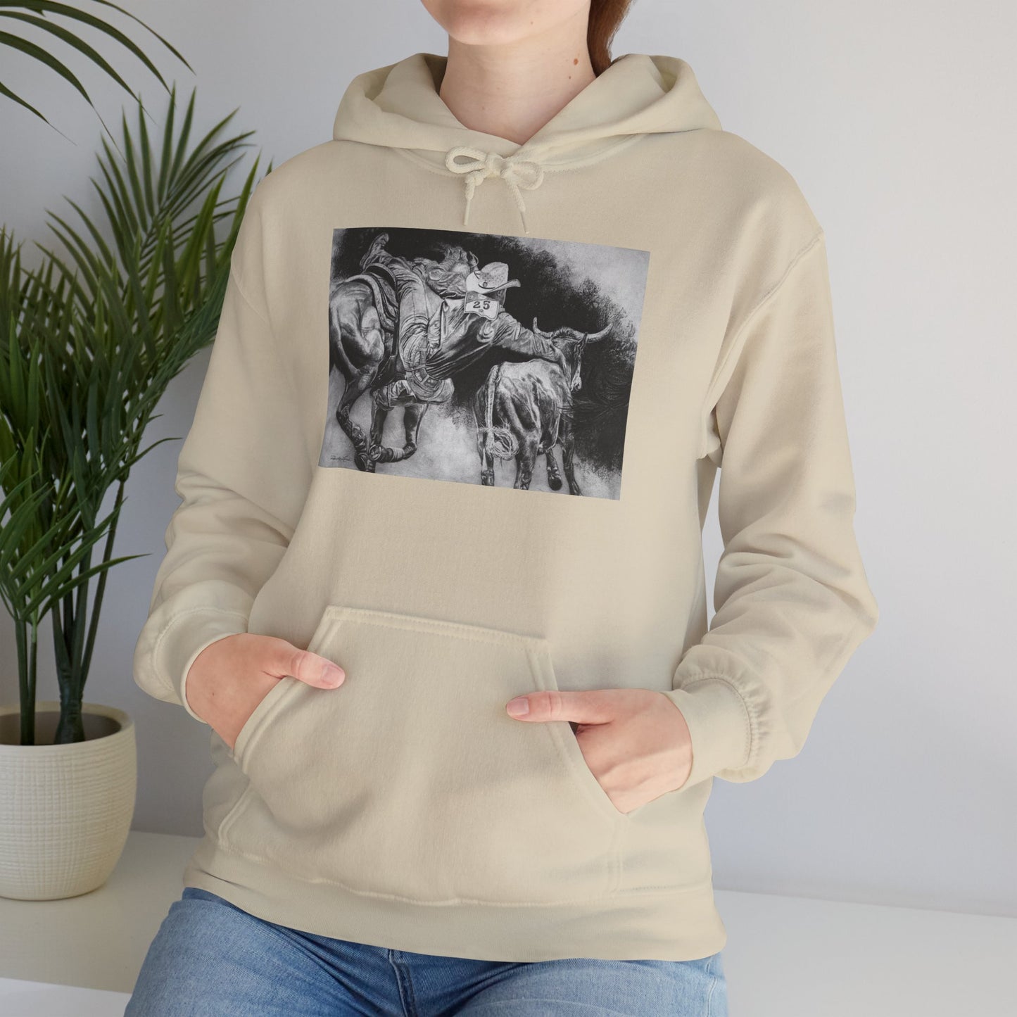 Contact. Cowboy Bulldogger Rodeo Art Unisex Heavy Blend Hoodie