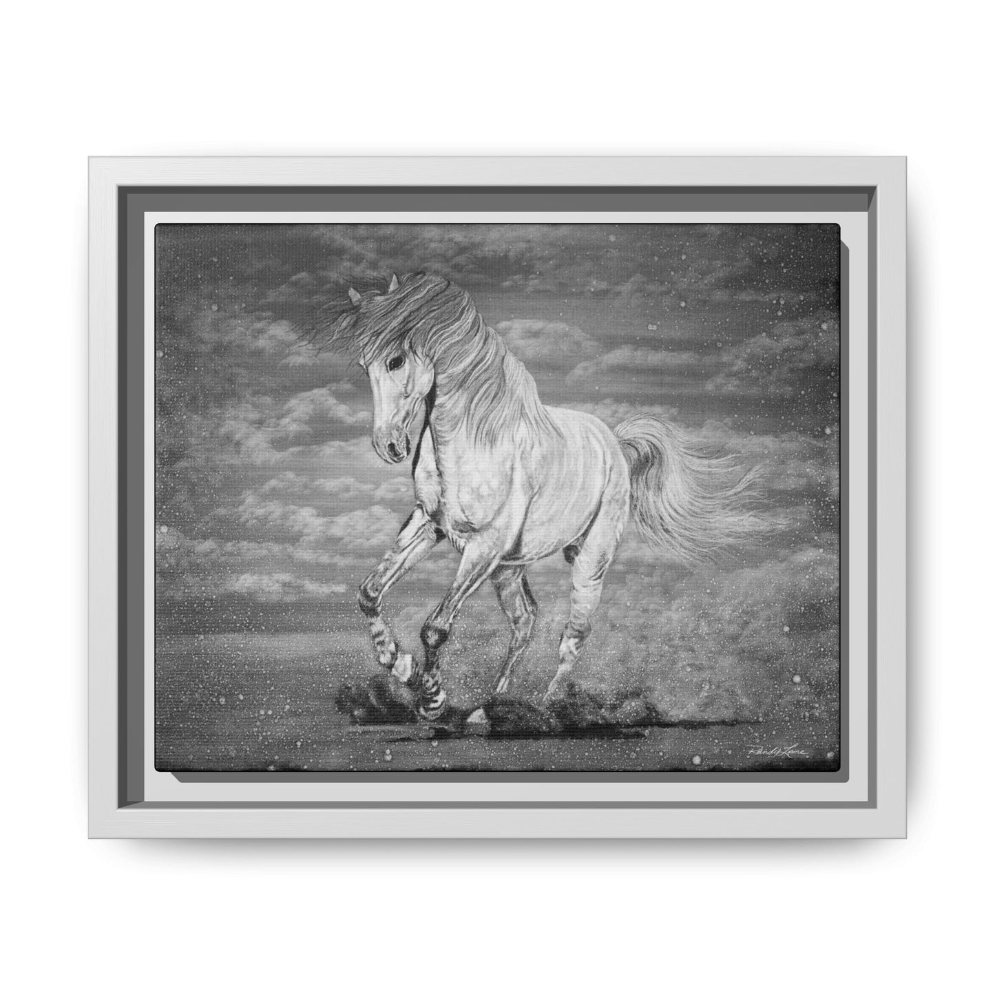 Equine Elegance. Prancing Horse Framed Stretched Matte Canvas Print