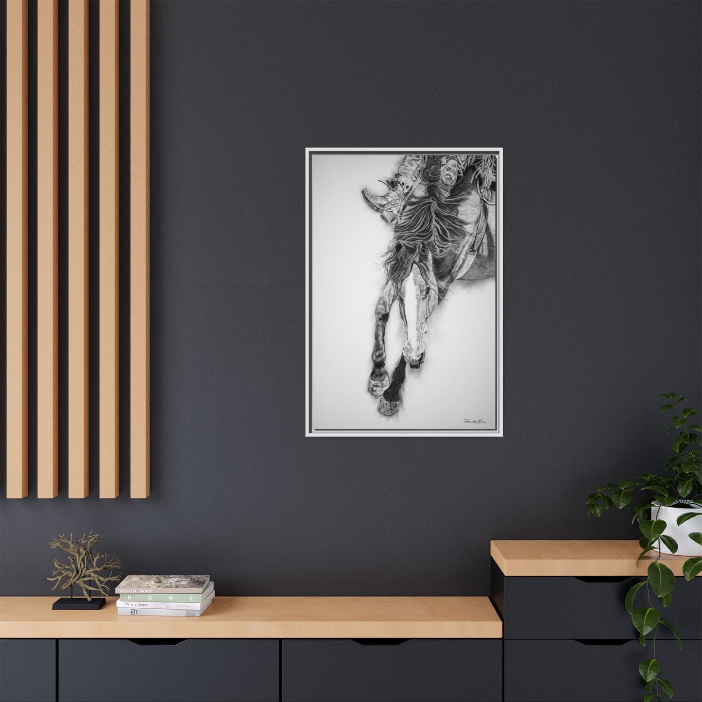 Crazy 8. Framed Stretched Matte Canvas Rodeo Art Print