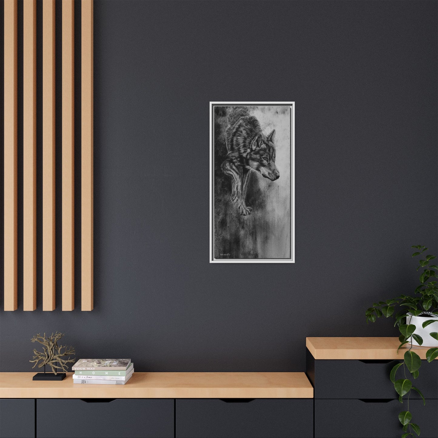 Specter, Wolf Portrait Framed Matte Canvas Wall Art