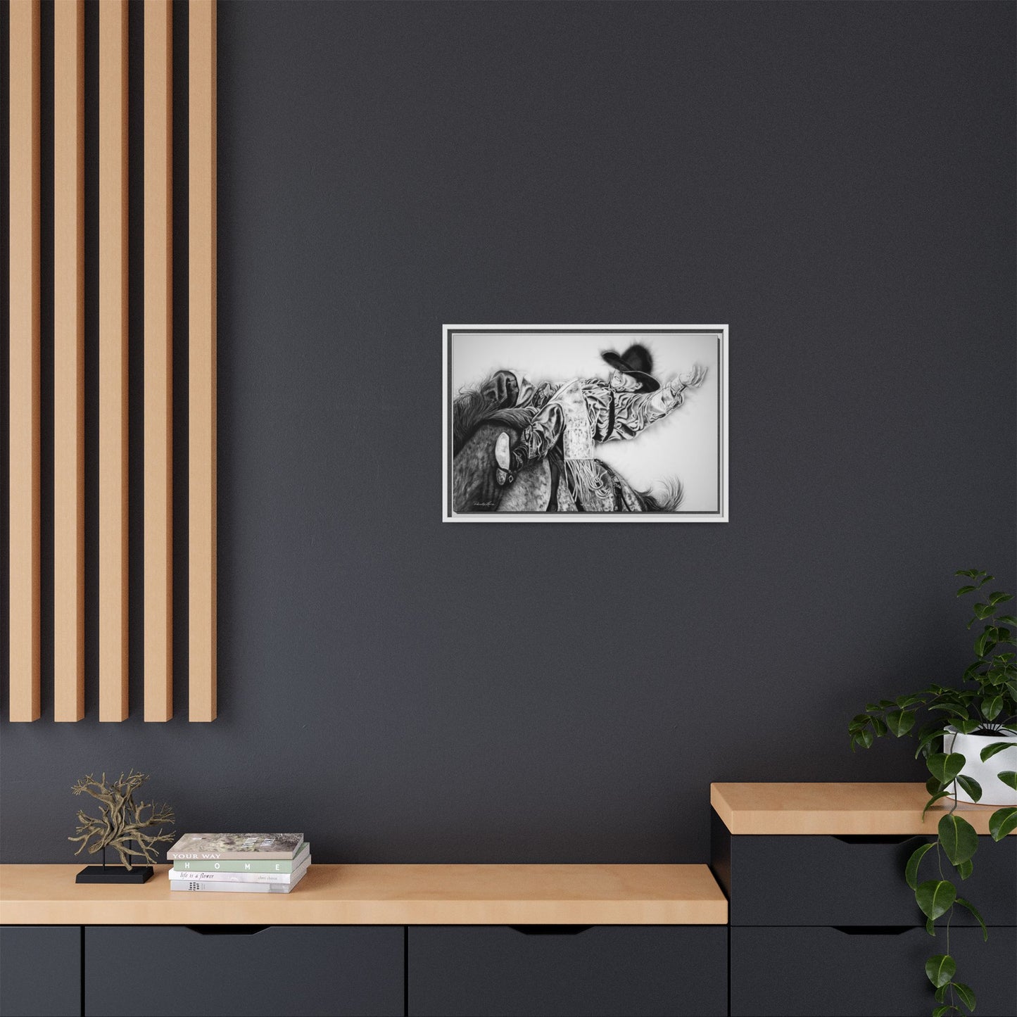 Go Time. Stretched Matte Canvas Framed Rodeo Art Print