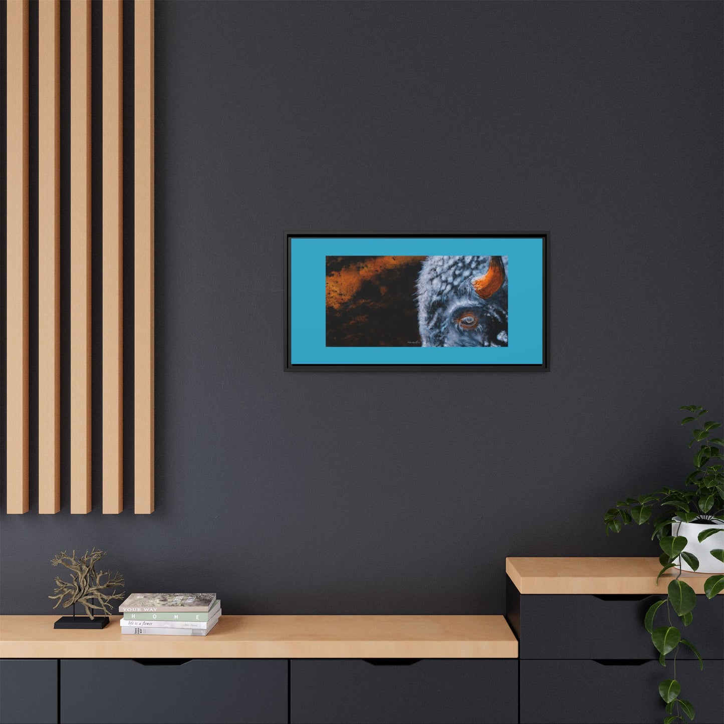 Storm Bison, Framed Matte Canvas Art