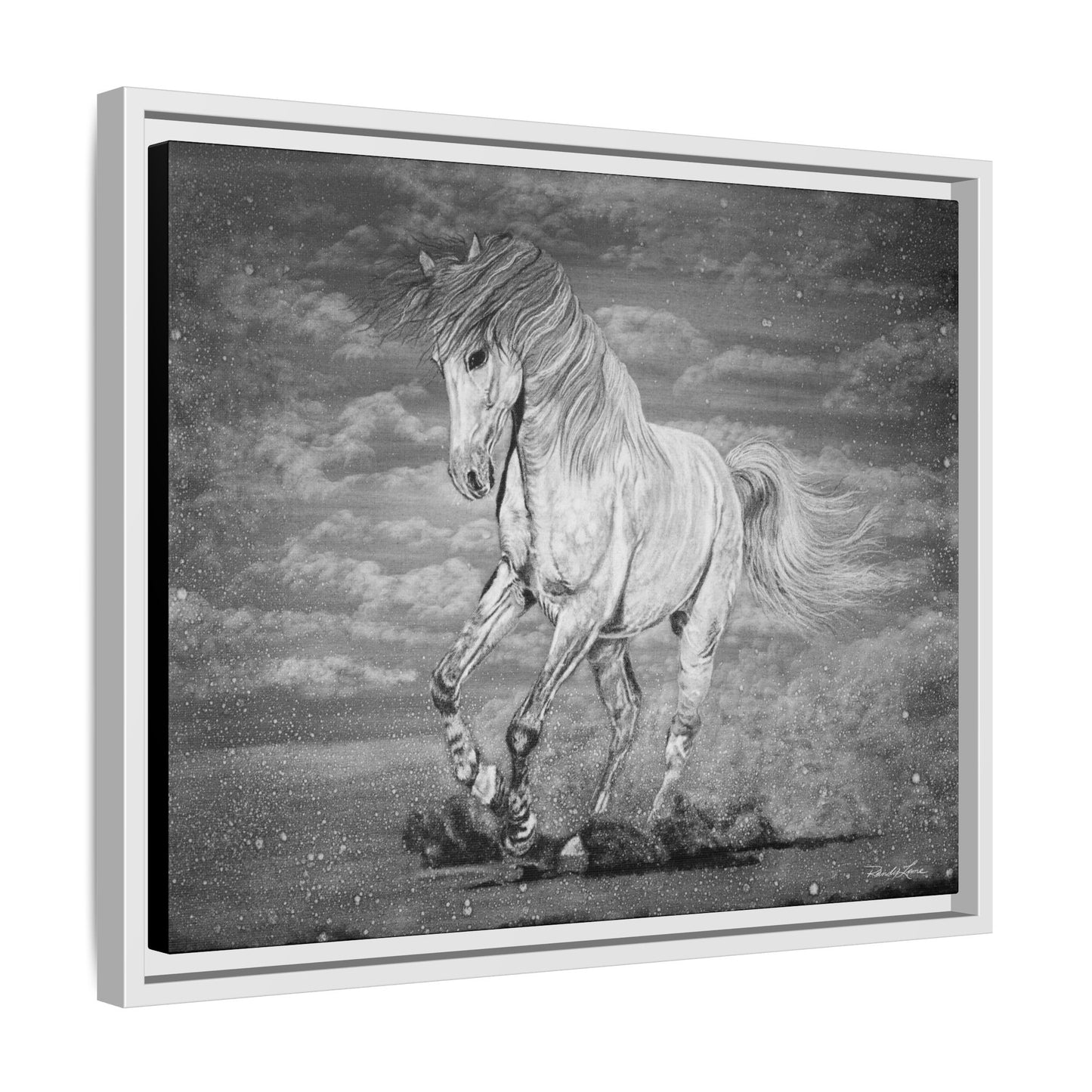 Equine Elegance. Prancing Horse Framed Stretched Matte Canvas Print