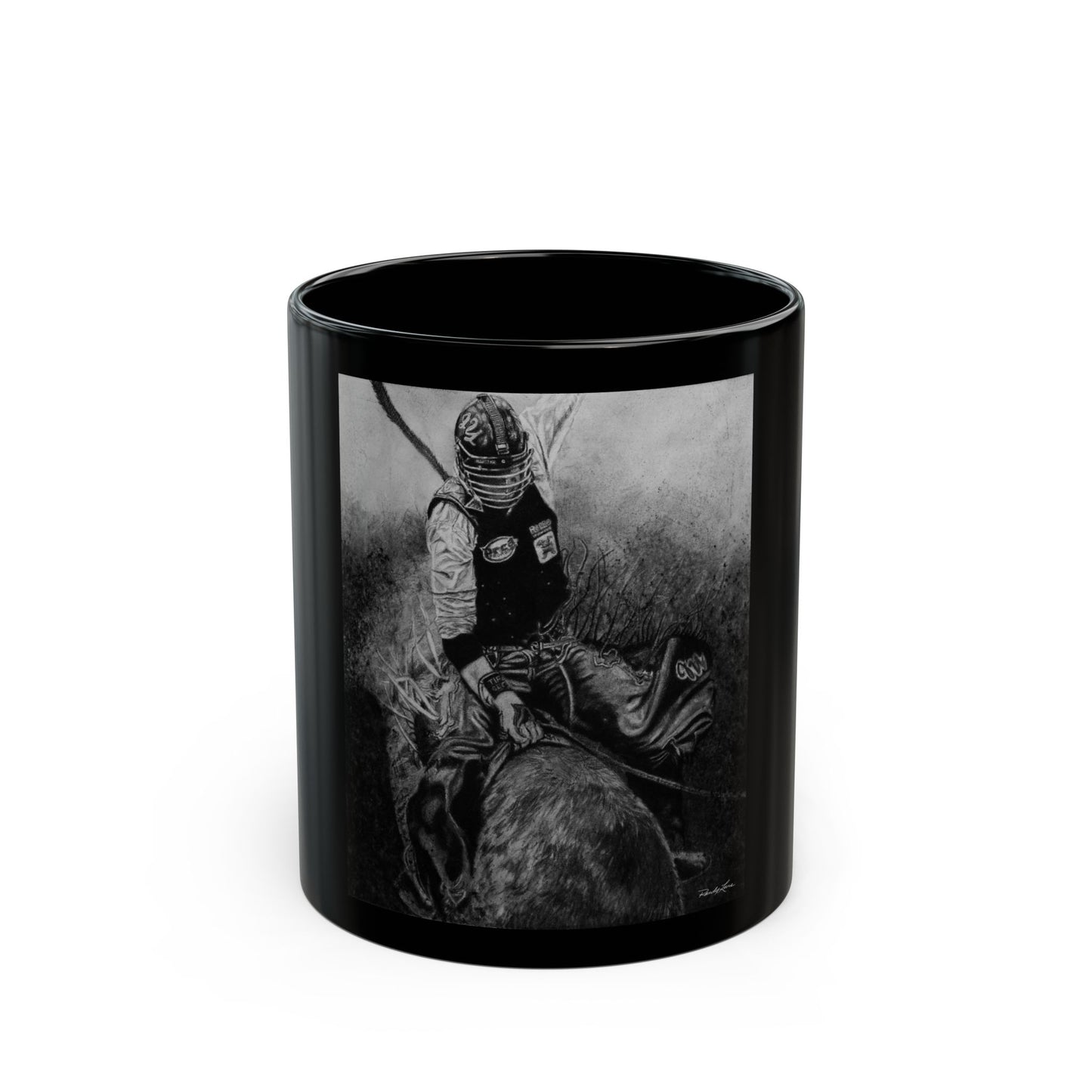 Gettin Frosty. Bull Rider Black Mug