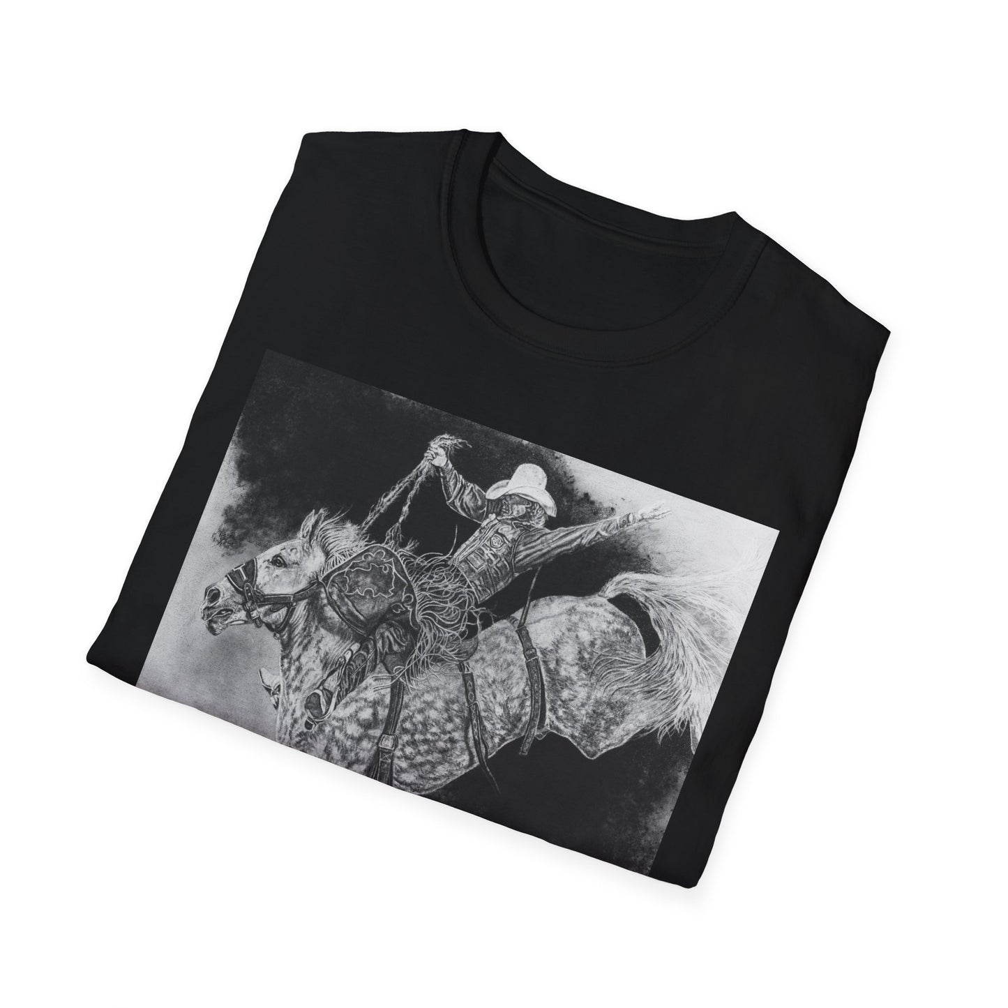 Big Grey, Rodeo Bareback Bronc Painting T-Shirt