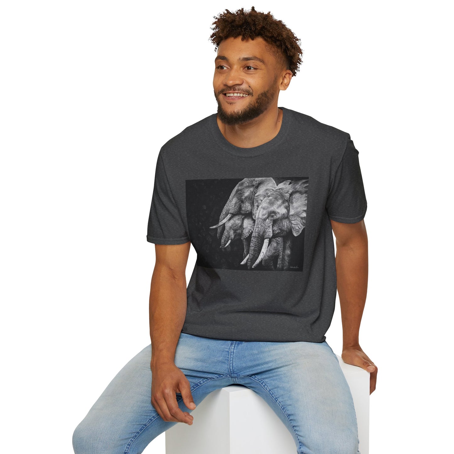 Brushland Bond. Elephant Art Unisex Softstyle T-Shirt