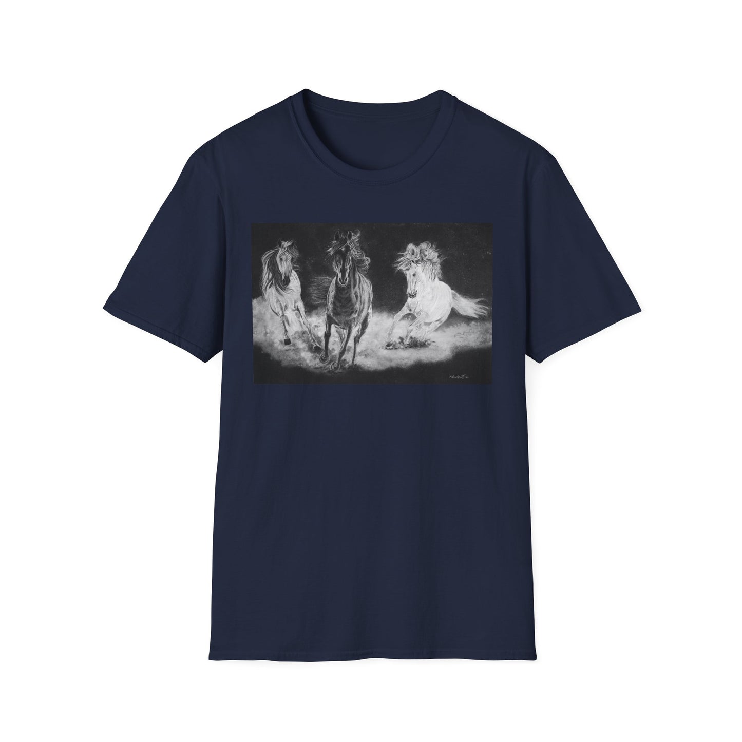 Midnight Run. Horse Graphic Unisex T-Shirt, Soft Cotton Shirt