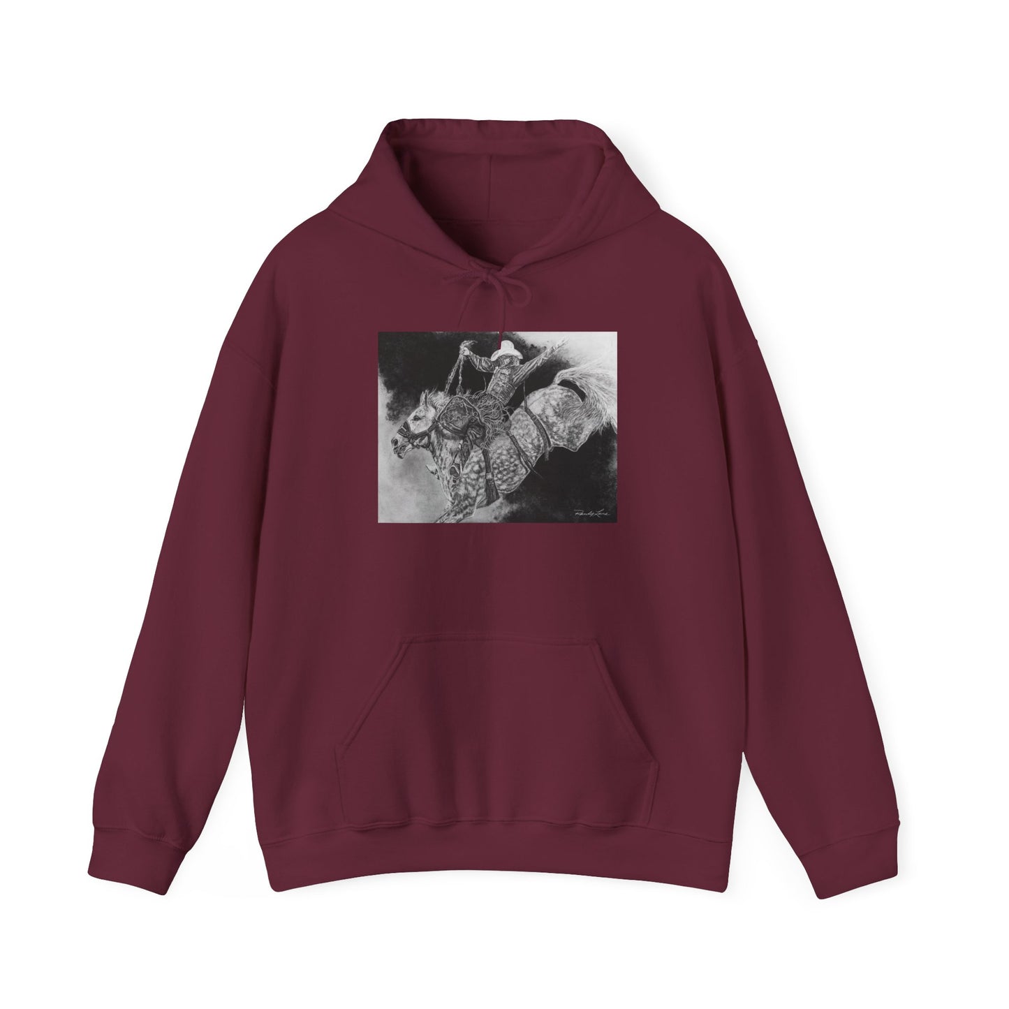 Big Grey, Rodeo Bareback Bronc Painting Hoodie Sweatshirt