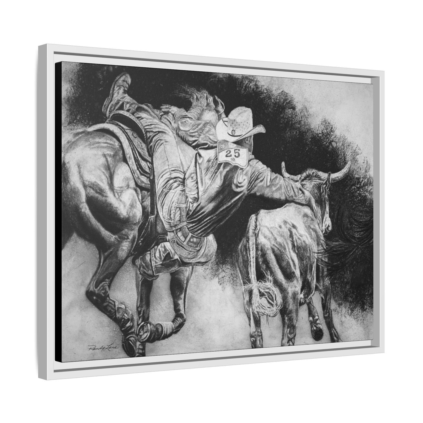 Contact. Cowboy Bulldogger Rodeo Art Framed Stretched Canvas Art