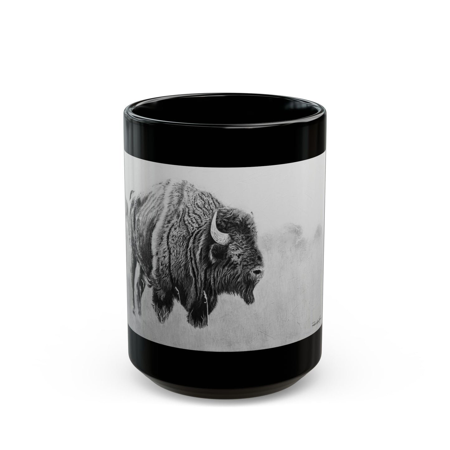 Prairie Bison, Bison Painting Black Ceramic Mug (11oz/15oz)