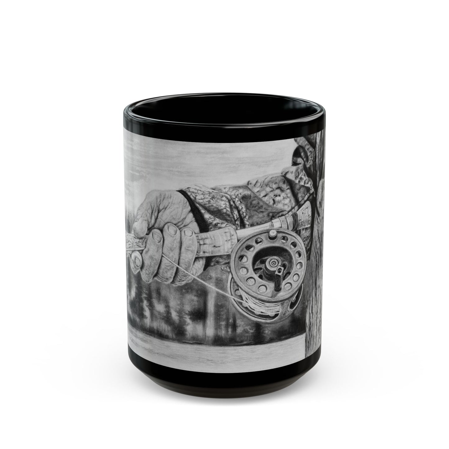 Therapy, Angler's Black Mug - Fishing Themed Coffee Cup for Outdoors Lovers