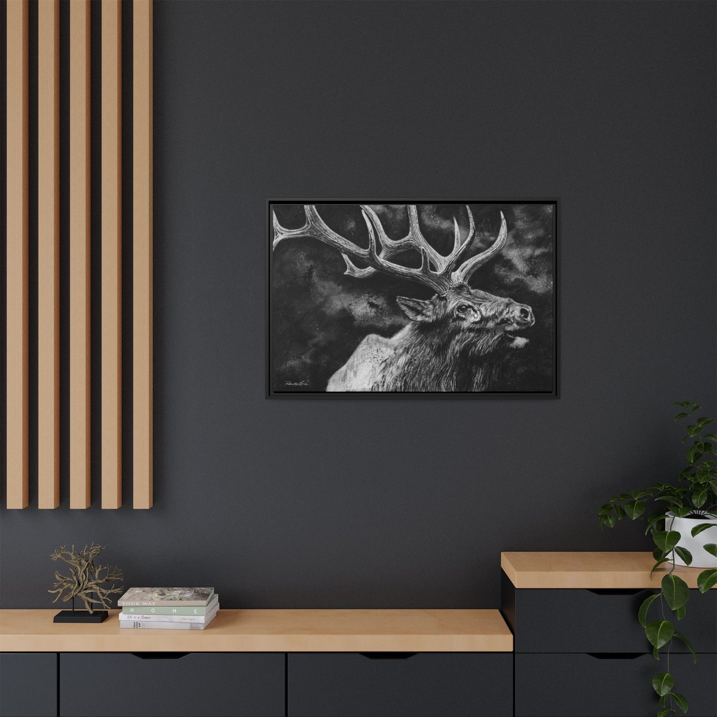 Gladiator, Framed Elk Wall Art,  Matte Canvas