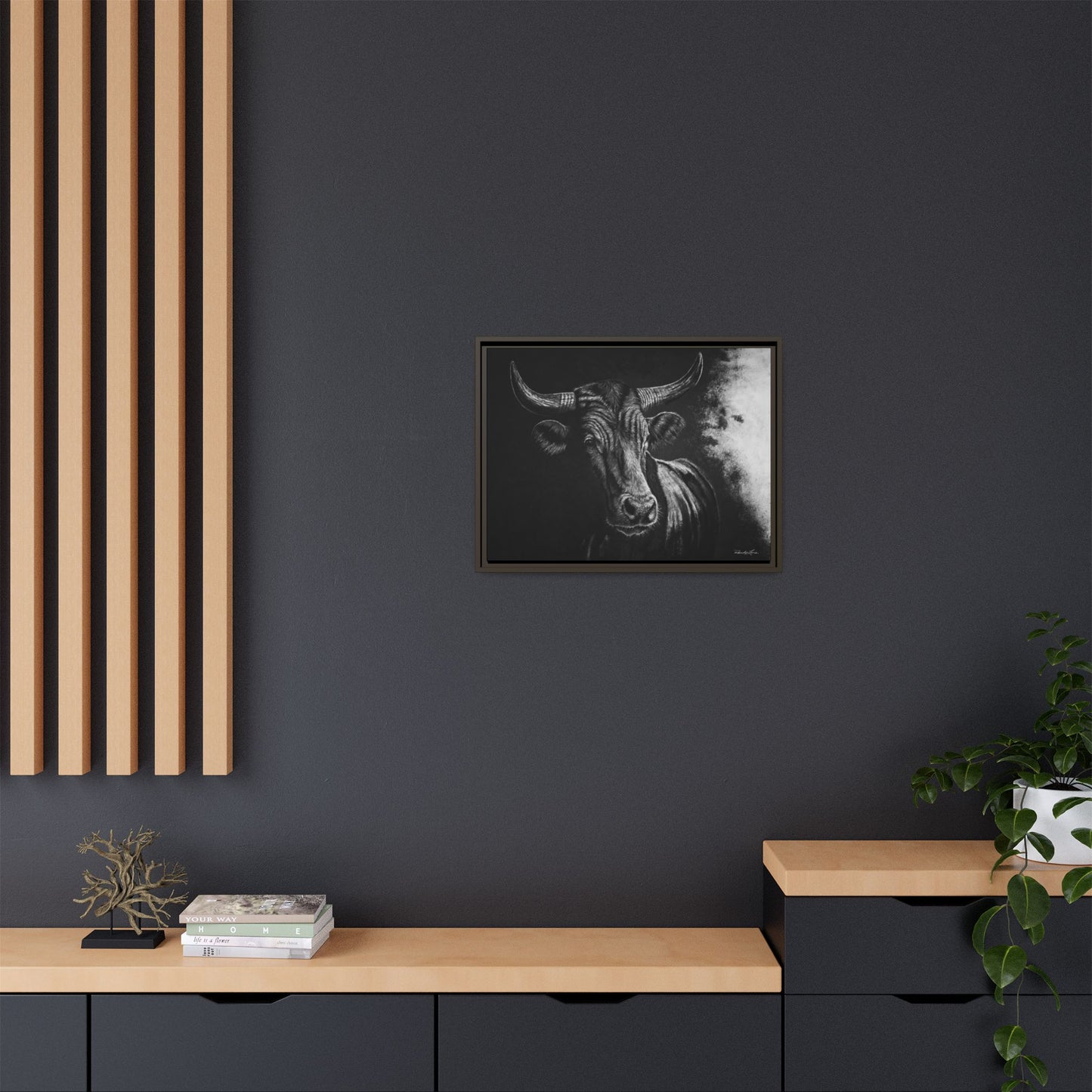 Stonebreaker. Bucking Bull Framed Stretch Matte Canvas Print