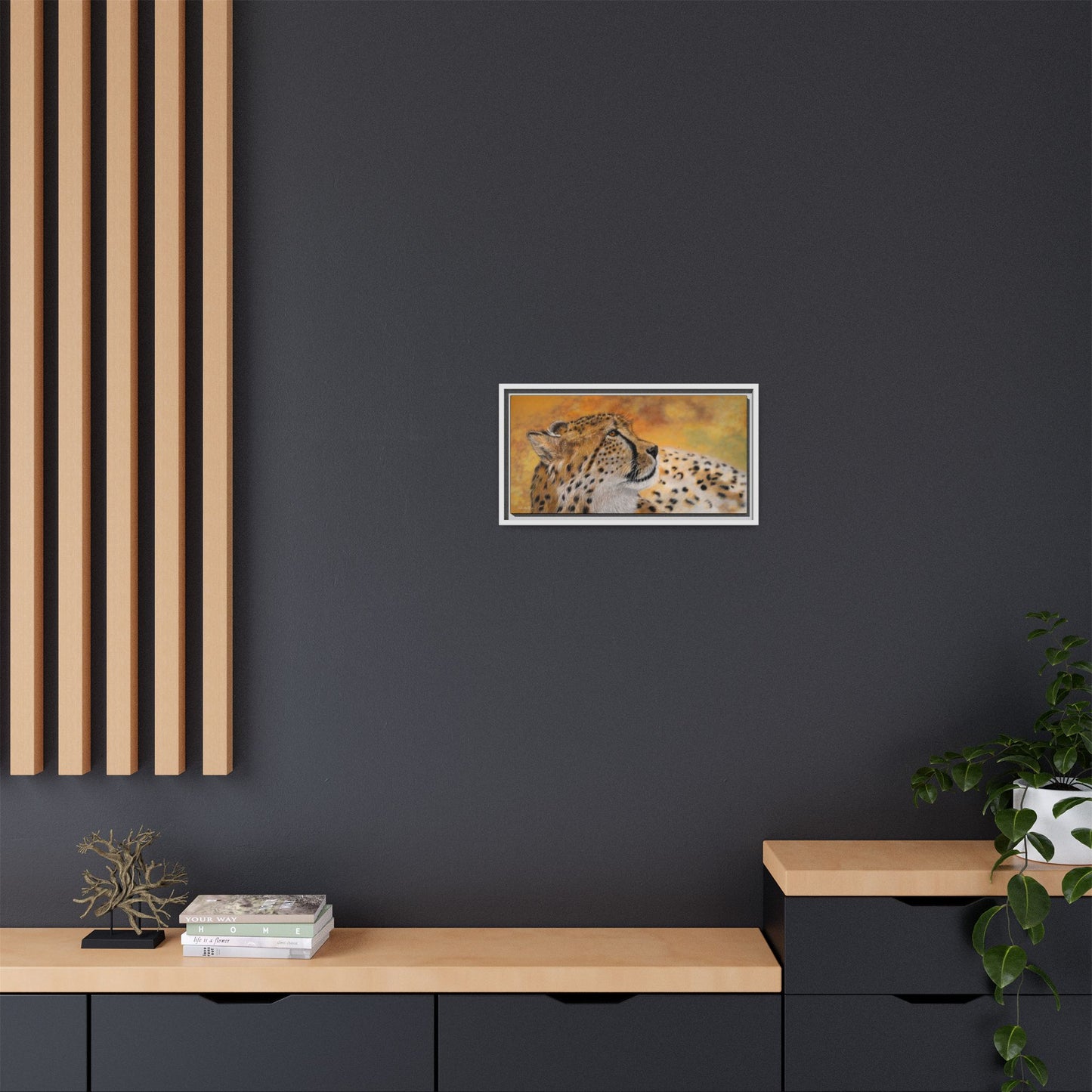 Cheetah Chill, Framed Cheetah Canvas Art