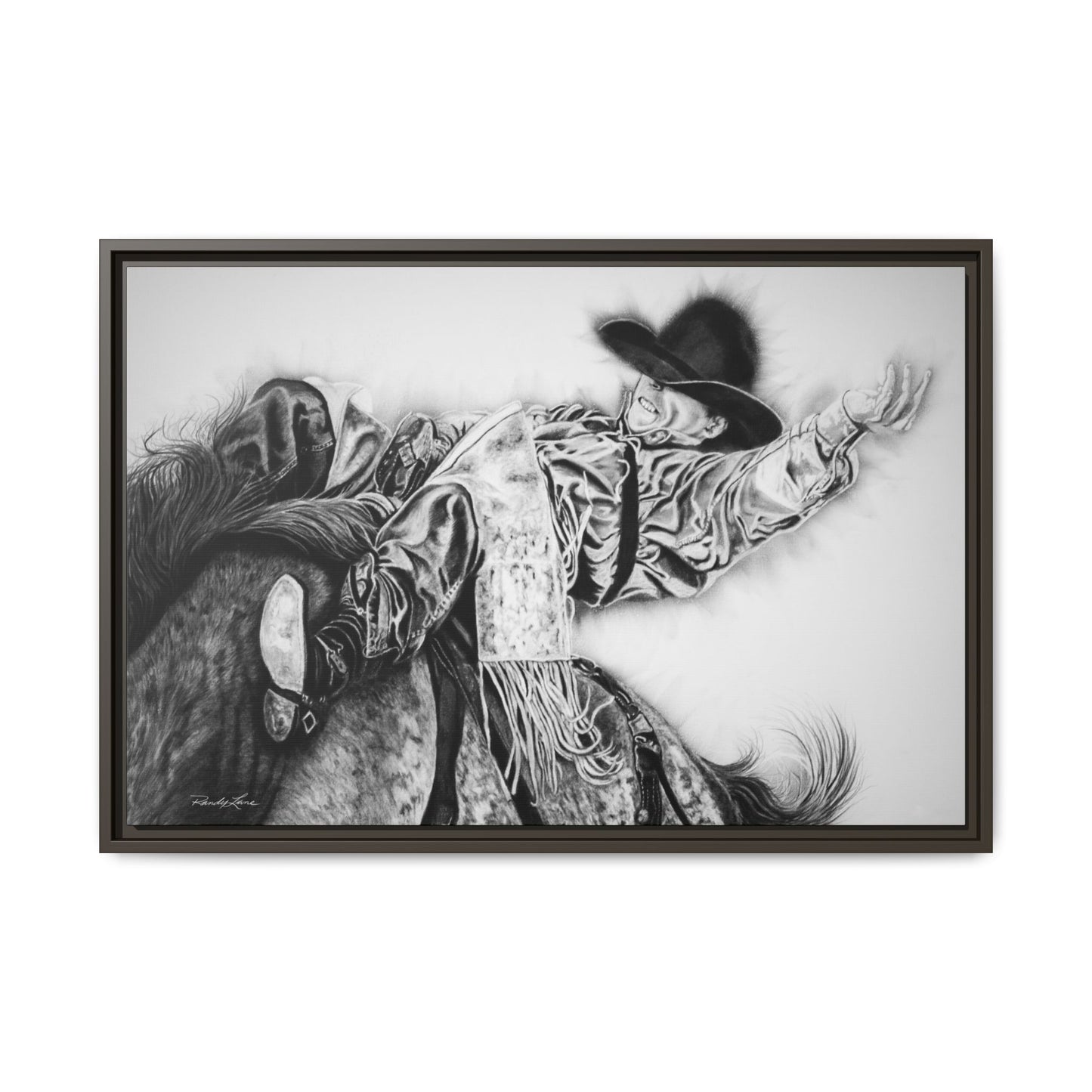 Go Time. Stretched Matte Canvas Framed Rodeo Art Print