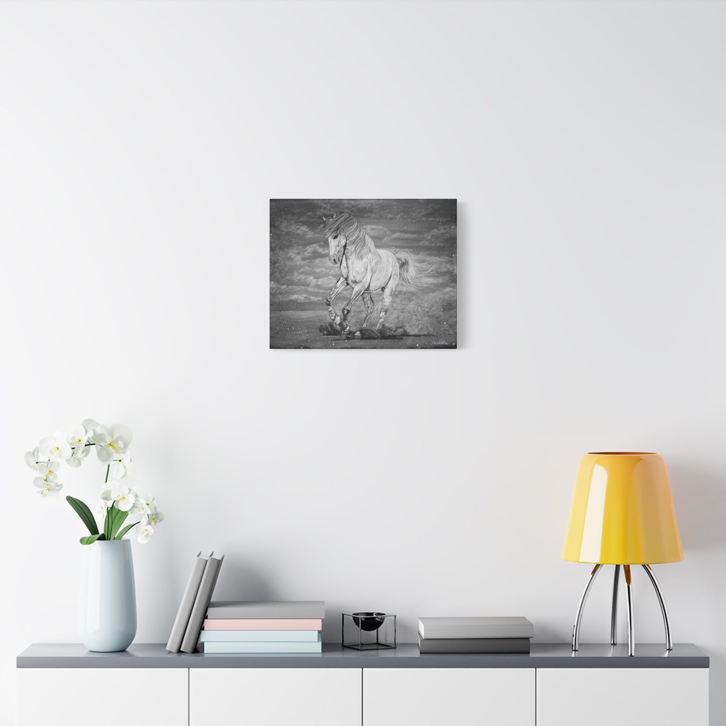 Equine Elegance. Prancing Horse Stretched Matte Canvas Print