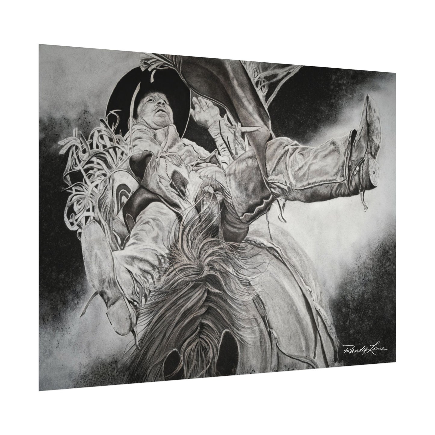 Battle Tested, Rodeo Bareback Rider Painting, Textured Matte Print