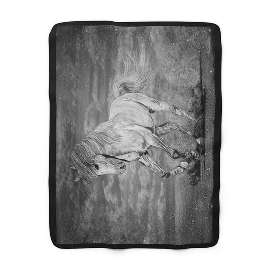 Equine Elegance. Prancing Horse Cozy Sherpa Fleece Blanket