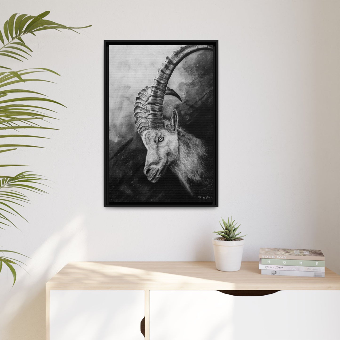 Apex,  Alpine Mountain Goat, Framed Matte Canvas Art Print,