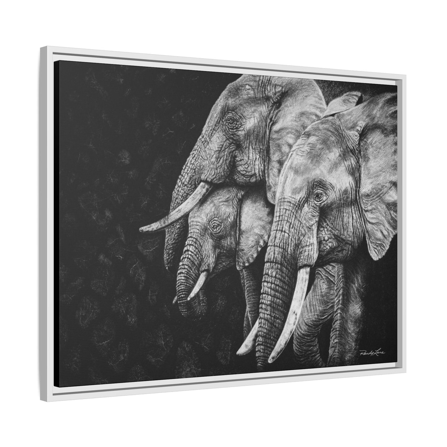 Brushland Bond. Elephant Art Framed Stretched Matte Canvas Print
