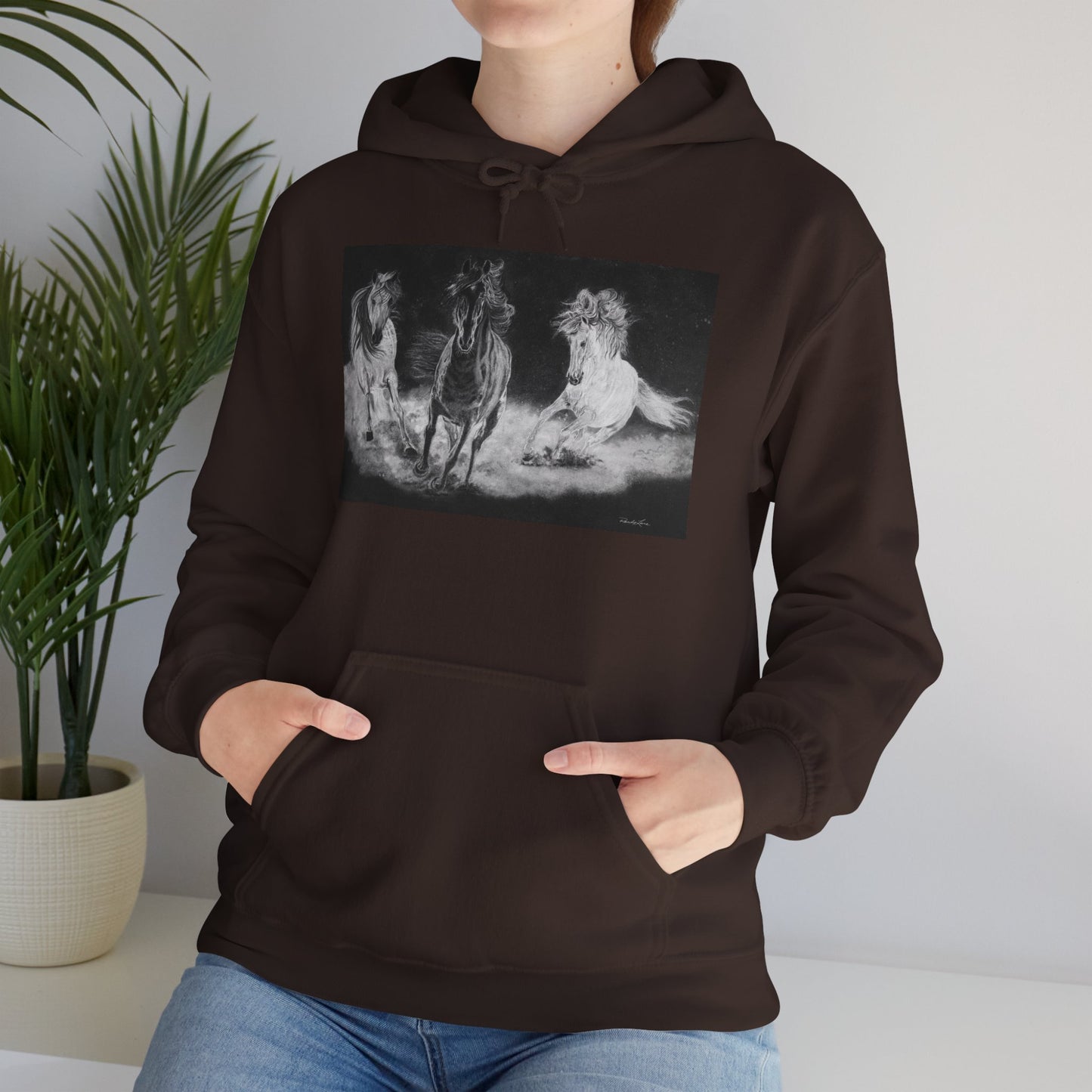 Midnight Run. Horse Cozy Unisex Hooded Pullover