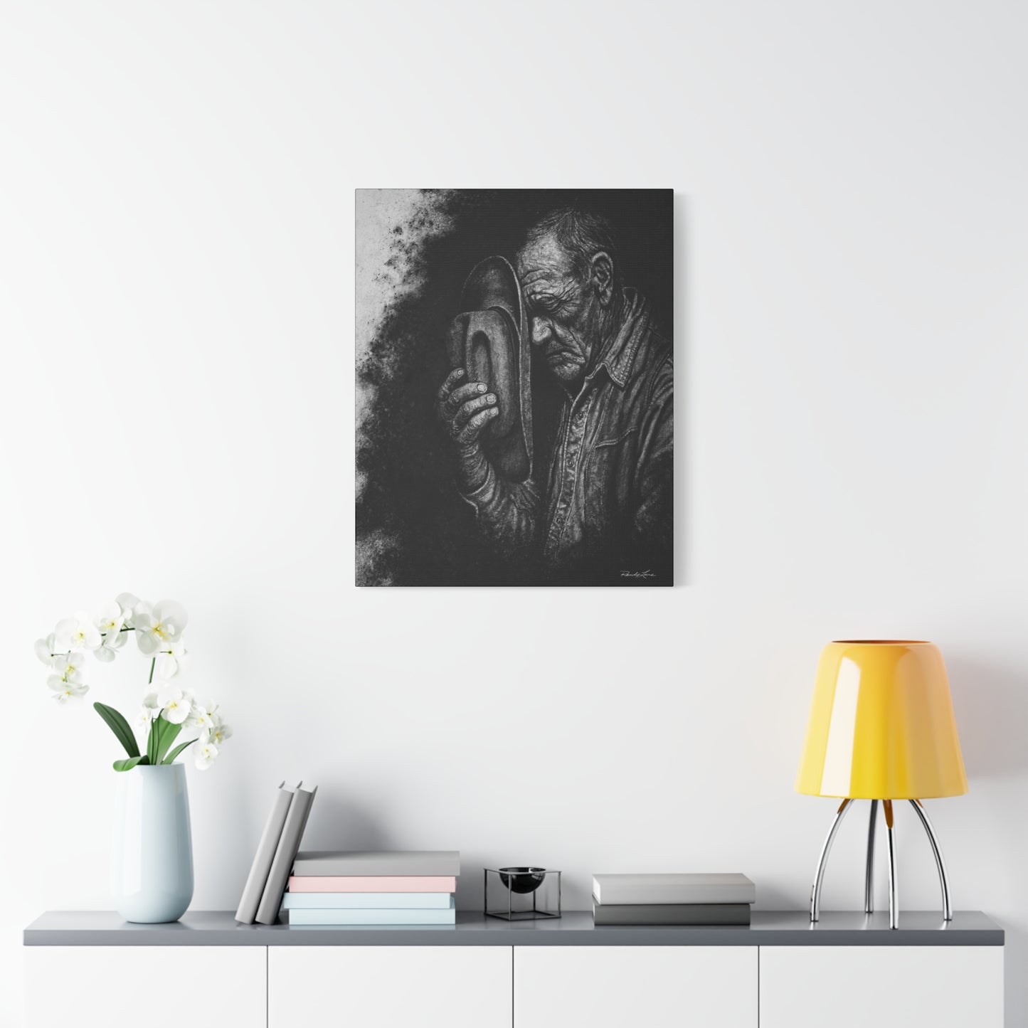 Cowboys Prayer. Stretched Matte Canvas Wall Art
