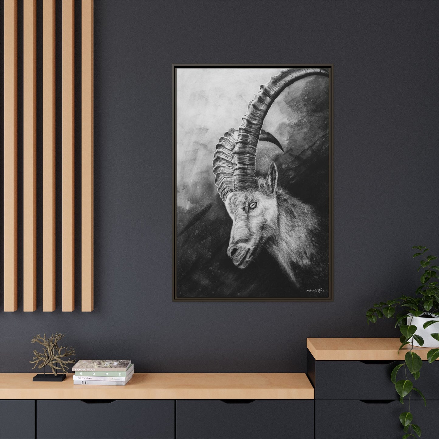Apex,  Alpine Mountain Goat, Framed Matte Canvas Art Print,