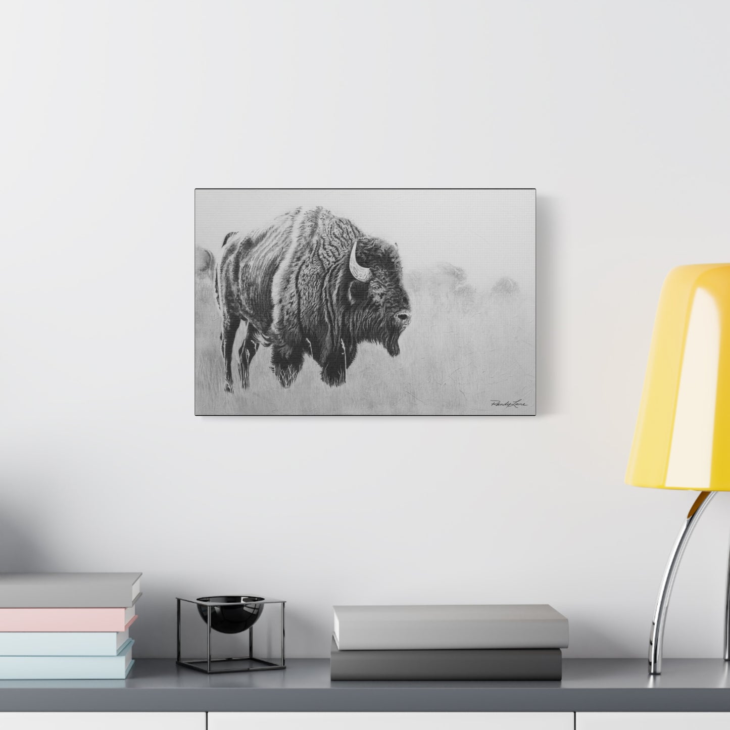Prairie Bison, Buffalo Charcoal Art Matte Canvas Print — Stretched 1.25" Wall Decor
