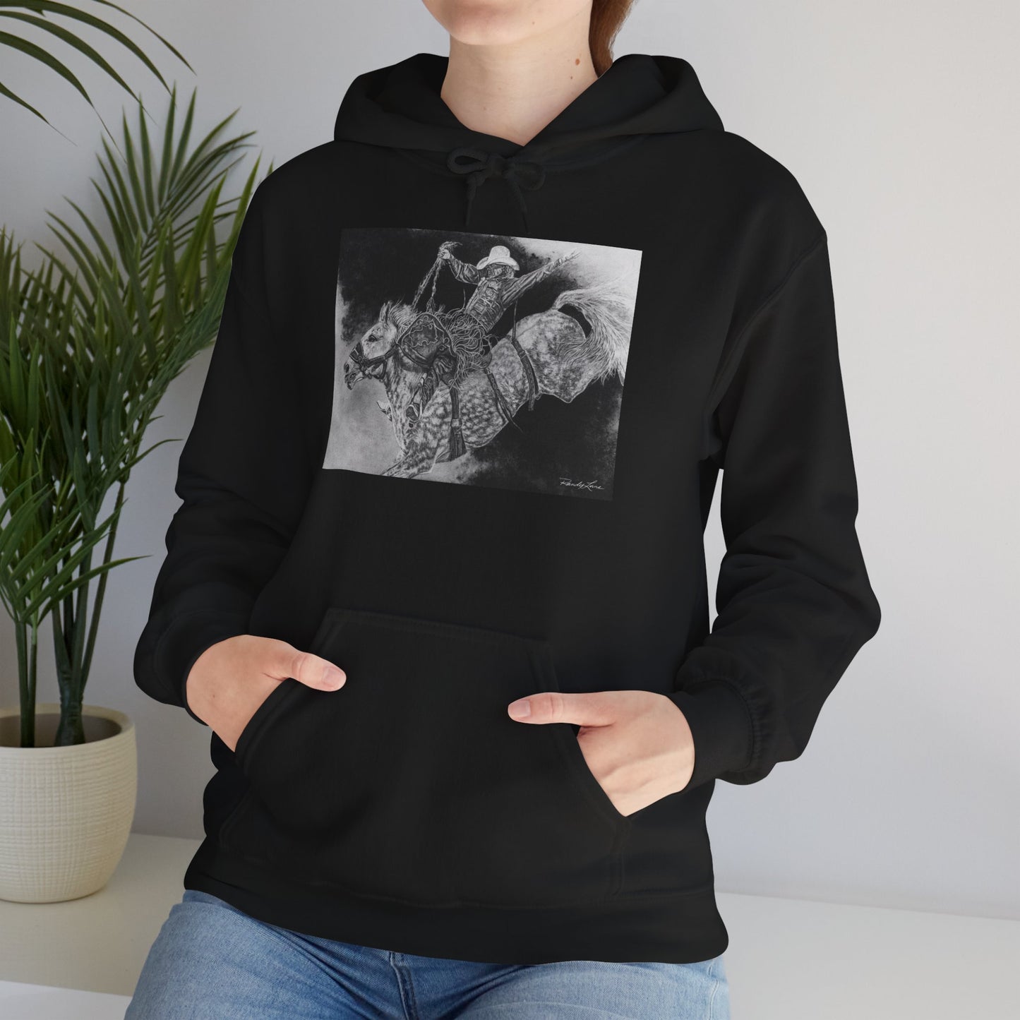 Big Grey, Rodeo Bareback Bronc Painting Hoodie Sweatshirt